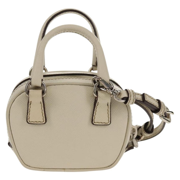 PRADA Pouch Safiano Ivory Silver Auth 157955V