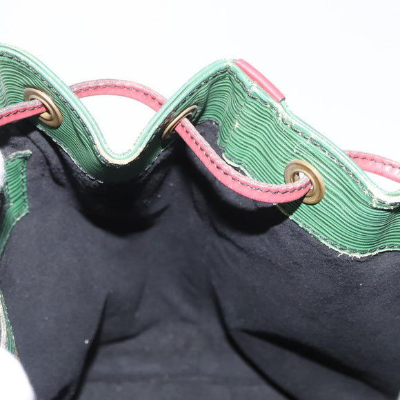 LOUIS VUITTON Epi Petit Noe Shoulder Bag Bicolor Green Red M44147 LV Auth 157957