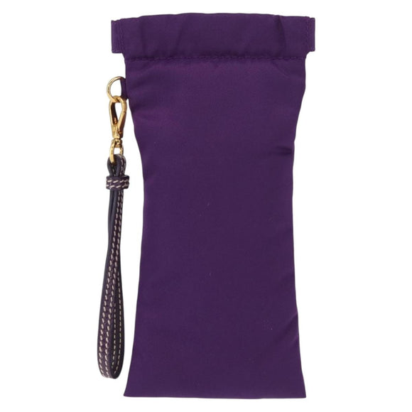 PRADA Glasses Pouch Nylon Purple Gold Auth 157958
