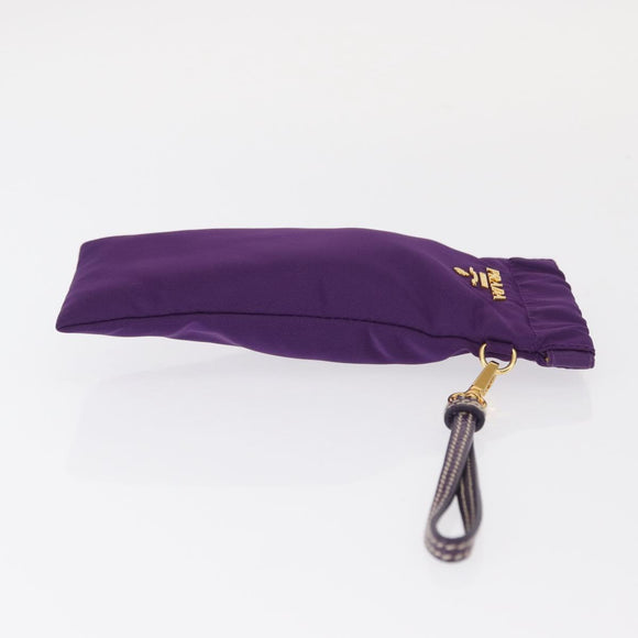 PRADA Glasses Pouch Nylon Purple Gold Auth 157958