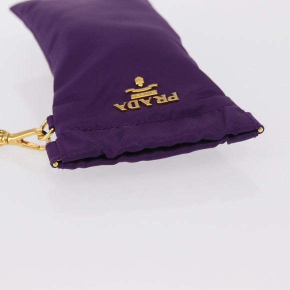 PRADA Glasses Pouch Nylon Purple Gold Auth 157958