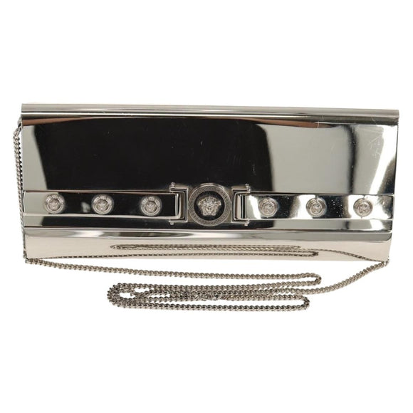 VERSACE Medusa Chain Shoulder Bag metal Silver tone Auth 157963V