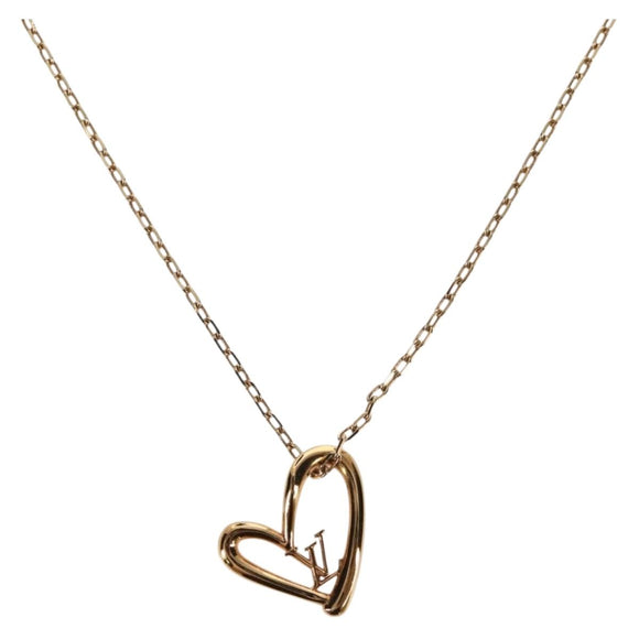 LOUIS VUITTON Collier Heart Falling Love Necklace Gold M00465 LV Auth 157967SAM