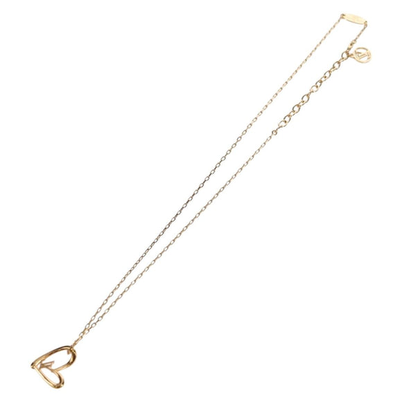 LOUIS VUITTON Collier Heart Falling Love Necklace Gold M00465 LV Auth 157967SAM