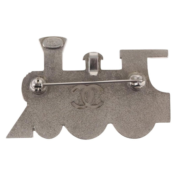 CHANEL Brooch metal Silver CC Auth 157988SM