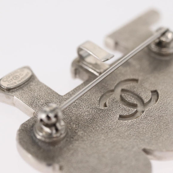 CHANEL Brooch metal Silver CC Auth 157988SM