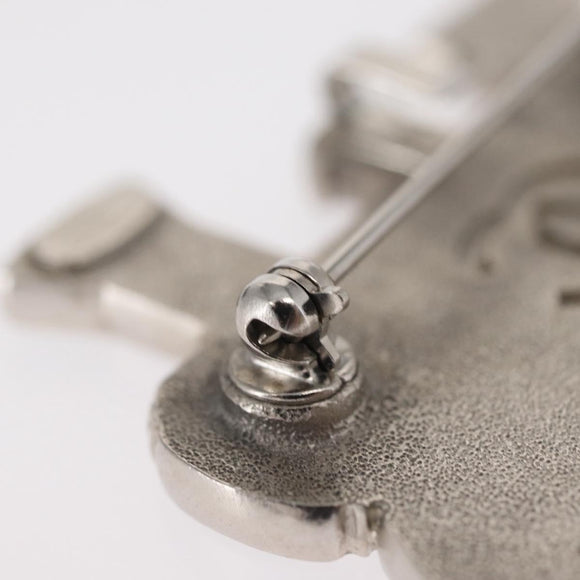 CHANEL Brooch metal Silver CC Auth 157988SM