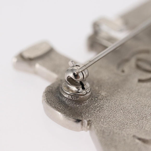 CHANEL Brooch metal Silver CC Auth 157988SM