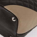 CHANEL Cambon Line Large Matelasse Bag Leather Brown Silver CC Auth 157990SAV-15