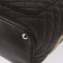 CHANEL Cambon Line Large Matelasse Bag Leather Brown Silver CC Auth 157990SAV-17
