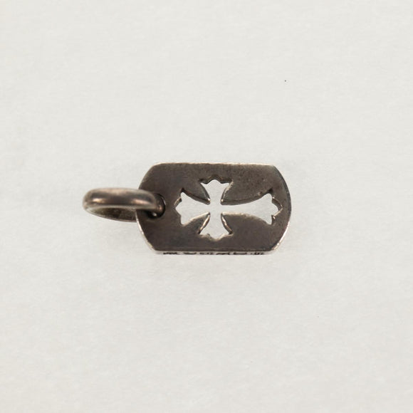 Chrome Hearts Tiny Cutout Cross Dog Tag Pendant top Ag925 Silver Auth 157994SAM