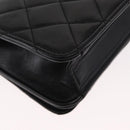 CHANEL Matelasse Chain Shoulder Bag Lamb Skin Black Gold CC Auth 157999SAV-12