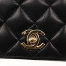 CHANEL Matelasse Chain Shoulder Bag Lamb Skin Black Gold CC Auth 157999SAV-14