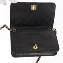 CHANEL Matelasse Chain Shoulder Bag Lamb Skin Black Gold CC Auth 157999SAV-15