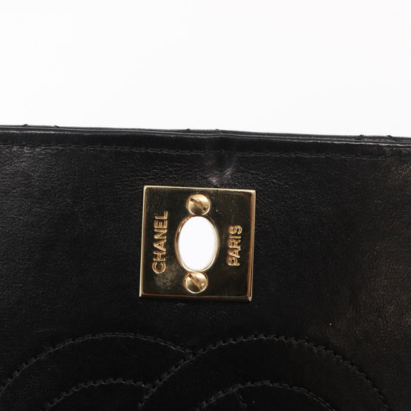 CHANEL Matelasse Chain Shoulder Bag Lamb Skin Black Gold CC Auth 157999SAV
