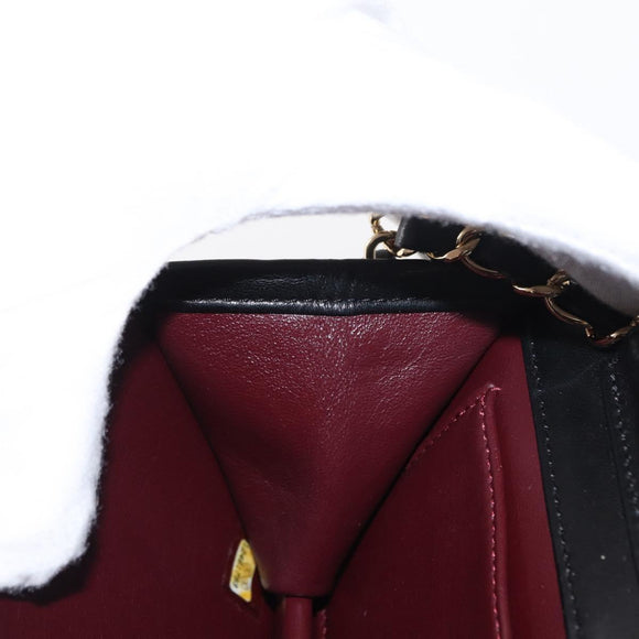CHANEL Matelasse Chain Shoulder Bag Lamb Skin Black Gold CC Auth 157999SAV