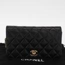 CHANEL Matelasse Chain Shoulder Bag Lamb Skin Black Gold CC Auth 157999SAV-27