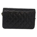 CHANEL Matelasse Chain Shoulder Bag Lamb Skin Black Gold CC Auth 157999SAV-3