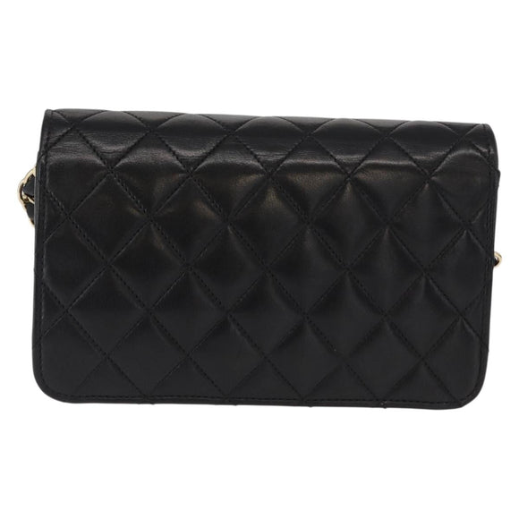 CHANEL Matelasse Chain Shoulder Bag Lamb Skin Black Gold CC Auth 157999SAV