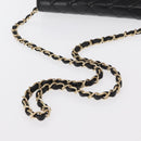 CHANEL Matelasse Chain Shoulder Bag Lamb Skin Black Gold CC Auth 157999SAV-7