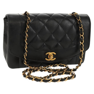 CHANEL Matelasse Mademoiselle Chain Bag Enamel Black Gold CC Auth 158001A