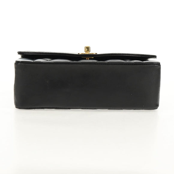 CHANEL Matelasse Mademoiselle Chain Bag Enamel Black Gold CC Auth 158001A