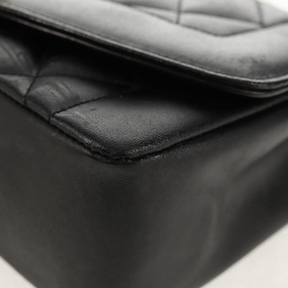 CHANEL Matelasse Mademoiselle Chain Bag Enamel Black Gold CC Auth 158001A