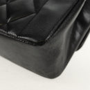 CHANEL Matelasse Mademoiselle Chain Bag Enamel Black Gold CC Auth 158001A-19