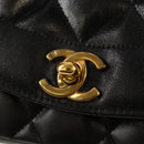 CHANEL Matelasse Mademoiselle Chain Bag Enamel Black Gold CC Auth 158001A-20