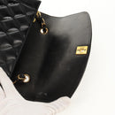 CHANEL Matelasse Mademoiselle Chain Bag Enamel Black Gold CC Auth 158001A-21