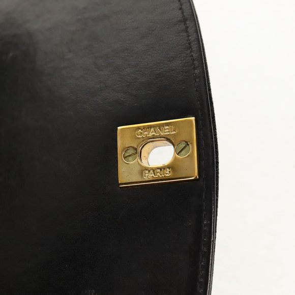 CHANEL Matelasse Mademoiselle Chain Bag Enamel Black Gold CC Auth 158001A