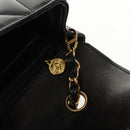 CHANEL Matelasse Mademoiselle Chain Bag Enamel Black Gold CC Auth 158001A-23