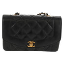 CHANEL Matelasse Mademoiselle Chain Bag Enamel Black Gold CC Auth 158001A-13
