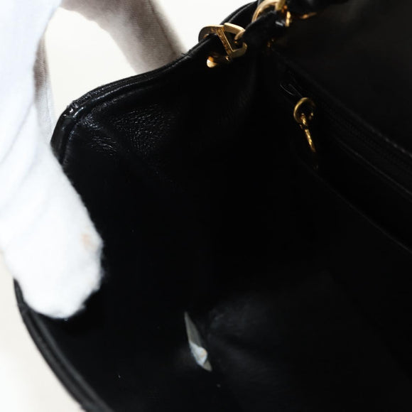 CHANEL Matelasse Mademoiselle Chain Bag Enamel Black Gold CC Auth 158001A