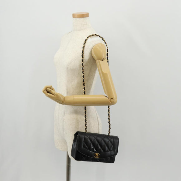 CHANEL Matelasse Mademoiselle Chain Bag Enamel Black Gold CC Auth 158001A