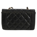 CHANEL Matelasse Mademoiselle Chain Bag Enamel Black Gold CC Auth 158001A-2