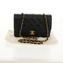 CHANEL Matelasse Mademoiselle Chain Bag Enamel Black Gold CC Auth 158001A-12