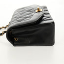 CHANEL Matelasse Mademoiselle Chain Bag Enamel Black Gold CC Auth 158001A-3