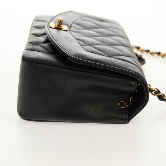 CHANEL Matelasse Mademoiselle Chain Bag Enamel Black Gold CC Auth 158001A