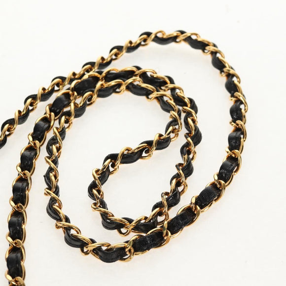 CHANEL Matelasse Mademoiselle Chain Bag Enamel Black Gold CC Auth 158001A