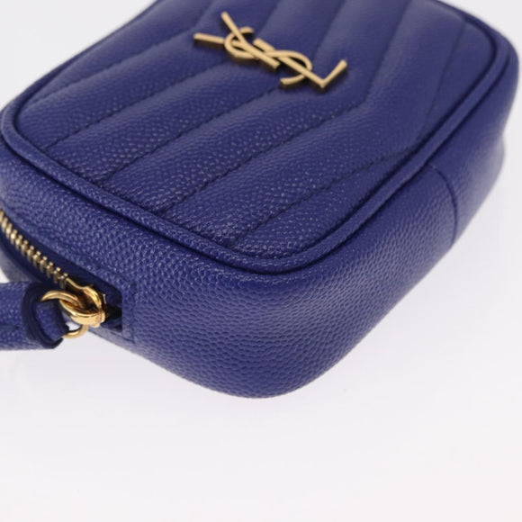 SAINT LAURENT Chain Baby Lou Shoulder Bag Leather Blue Gold Auth 158006SAM