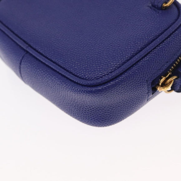 SAINT LAURENT Chain Baby Lou Shoulder Bag Leather Blue Gold Auth 158006SAM