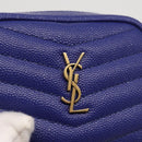 SAINT LAURENT Chain Baby Lou Shoulder Bag Leather Blue Gold Auth 158006SAM-15