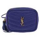 SAINT LAURENT Chain Baby Lou Shoulder Bag Leather Blue Gold Auth 158006SAM-2