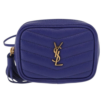 SAINT LAURENT Chain Baby Lou Shoulder Bag Leather Blue Gold Auth 158006SAM - 0