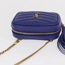 SAINT LAURENT Chain Baby Lou Shoulder Bag Leather Blue Gold Auth 158006SAM-6