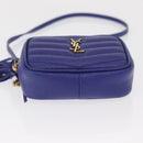 SAINT LAURENT Chain Baby Lou Shoulder Bag Leather Blue Gold Auth 158006SAM-9
