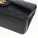 CHANEL Matelasse 23 Chain Shoulder Bag Lamb Skin Black Gold CC Auth 158007SAV-10