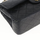 CHANEL Matelasse 23 Chain Shoulder Bag Lamb Skin Black Gold CC Auth 158007SAV-11