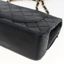 CHANEL Matelasse 23 Chain Shoulder Bag Lamb Skin Black Gold CC Auth 158007SAV-12